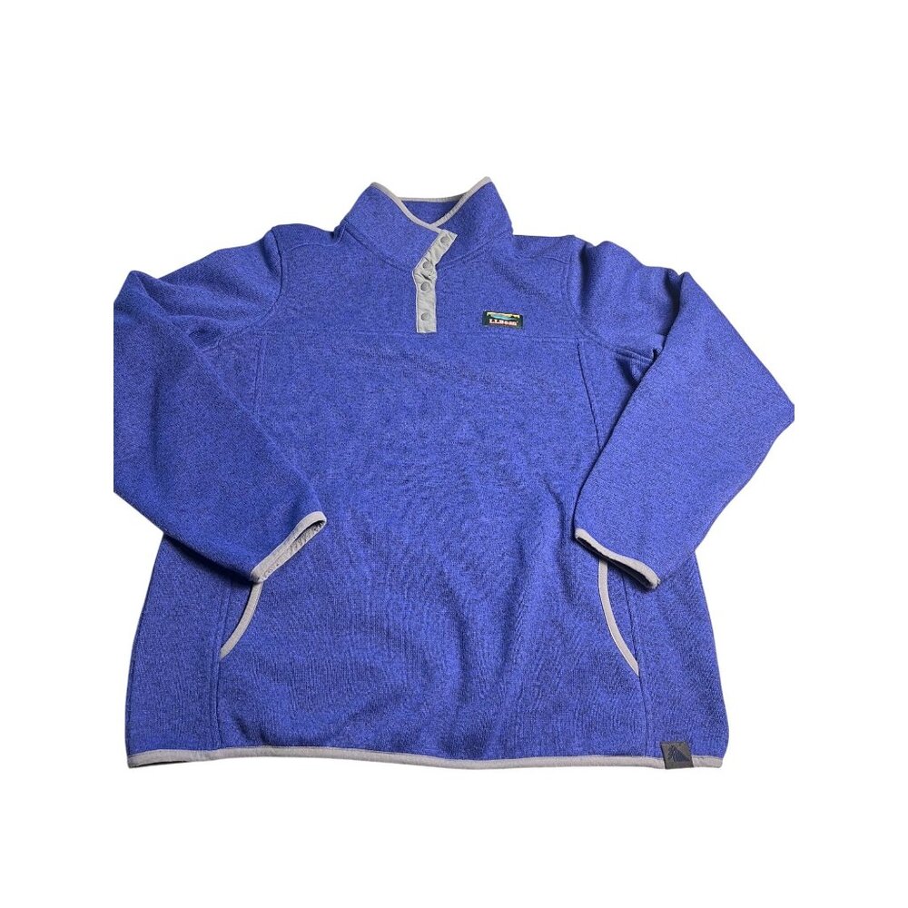 L.L. Bean Womens purple 100% Polyester Snap Fleece Pullover Size L pockets